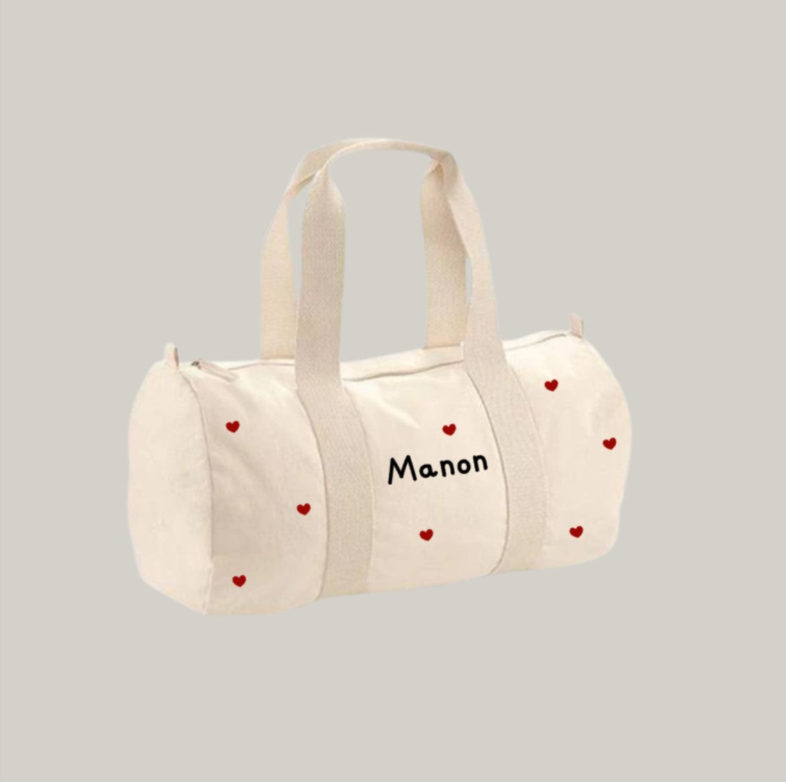 Sac polochon coeurs - Ecru
