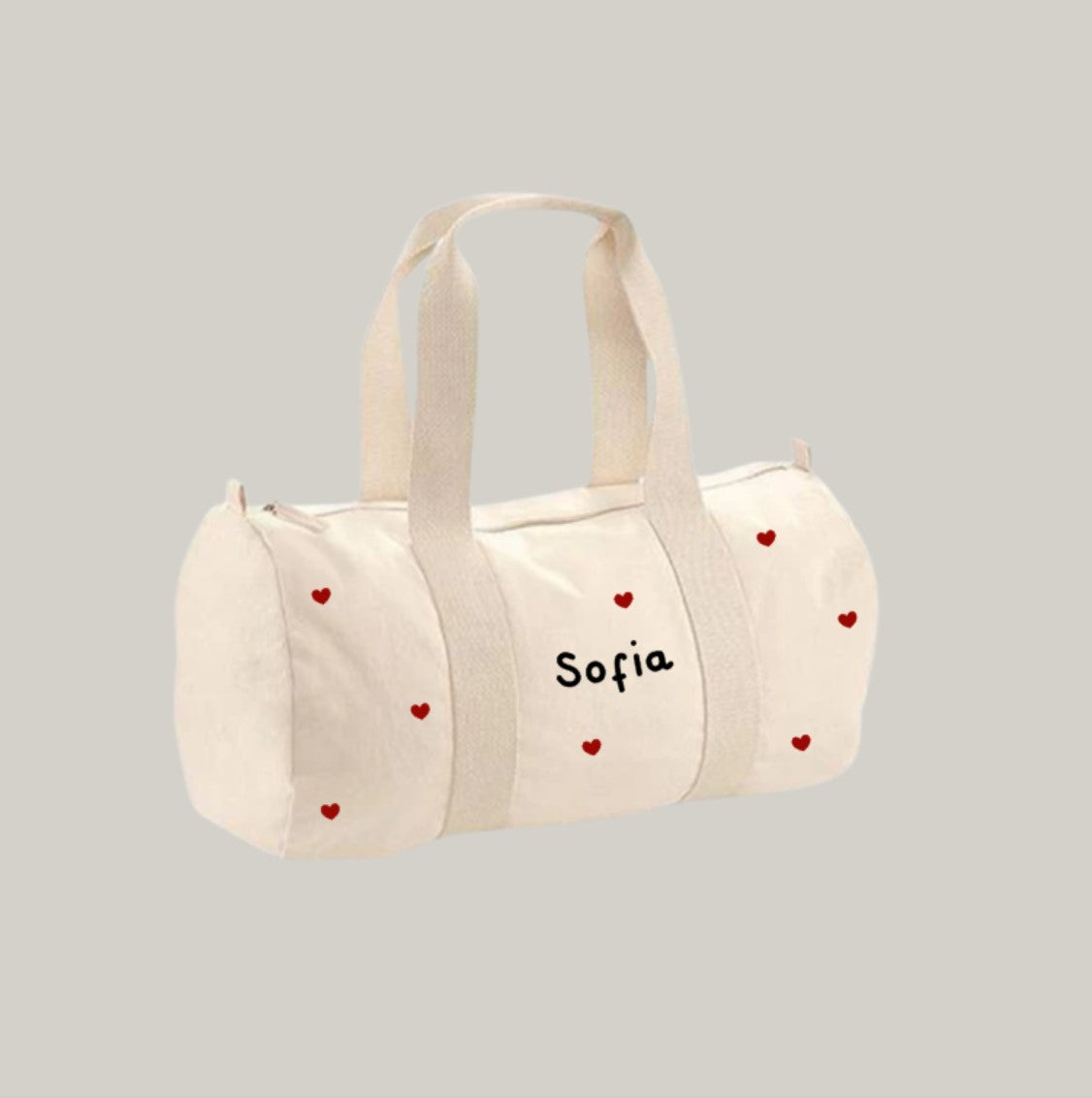 Sac polochon coeurs - Ecru