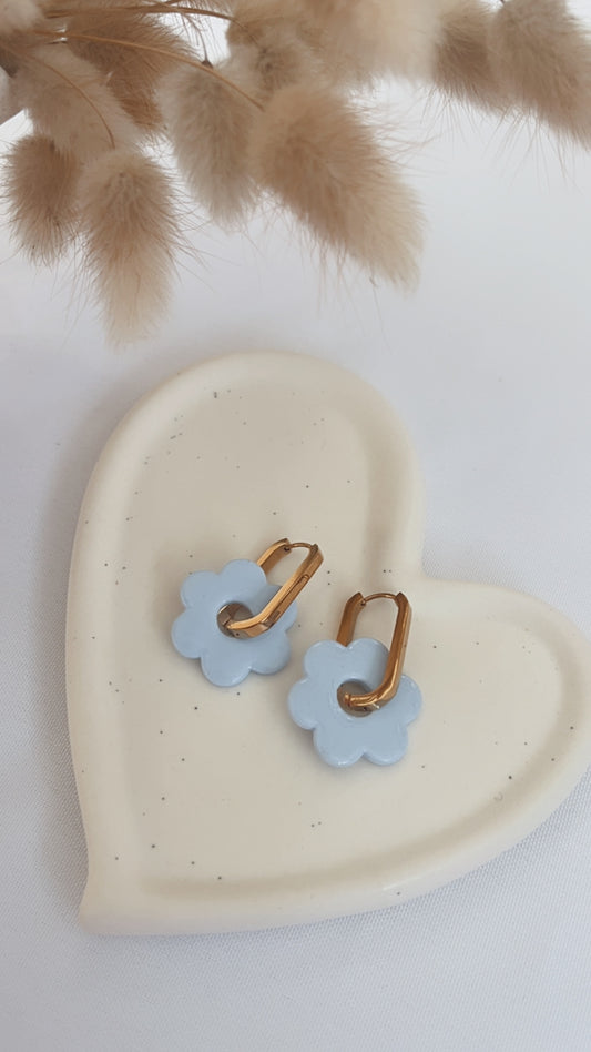 Boucles d'oreilles Tahaa - Fleur - Bleu ciel