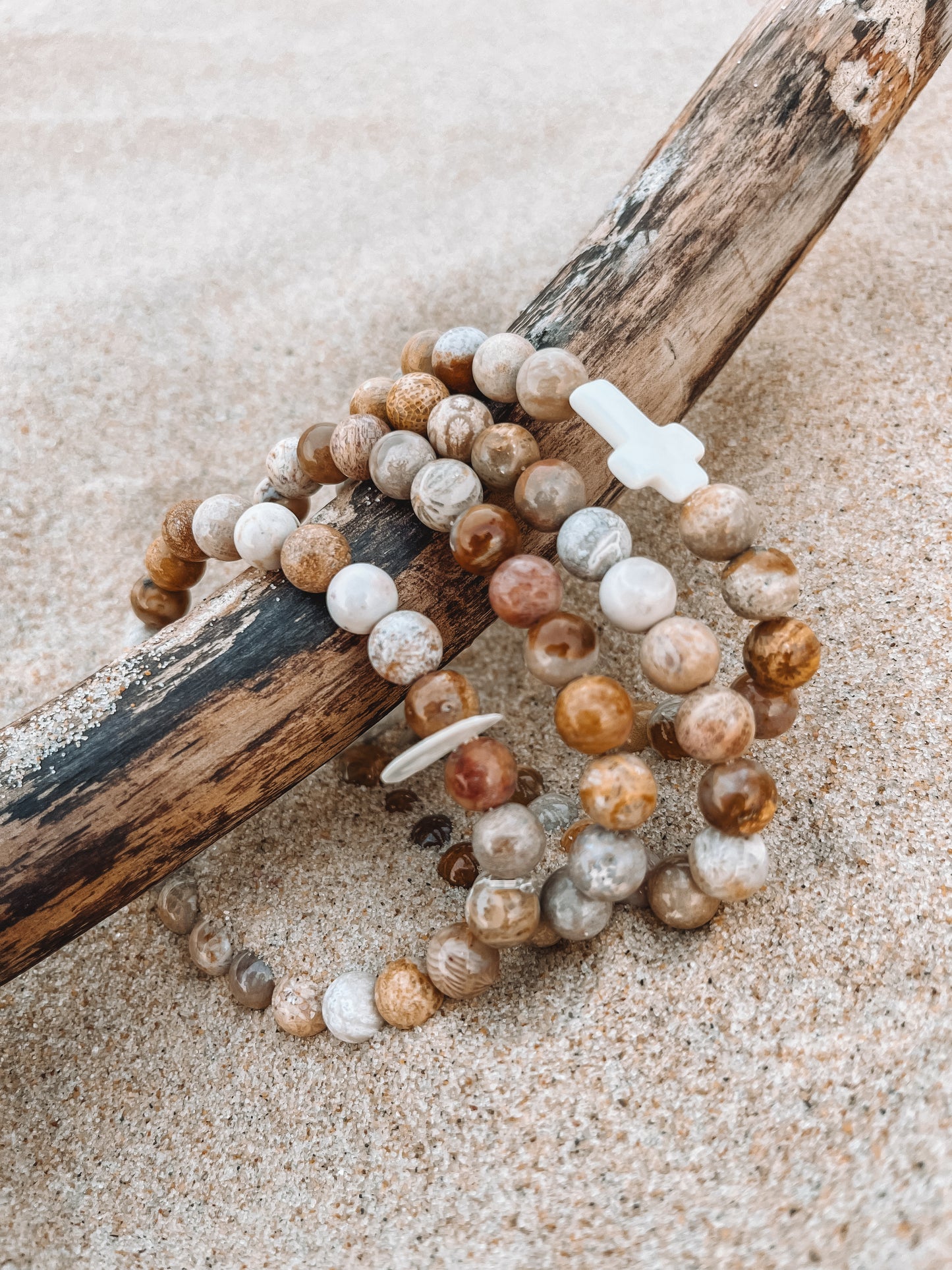 Bracelet Moe - Corail naturel fossilisé