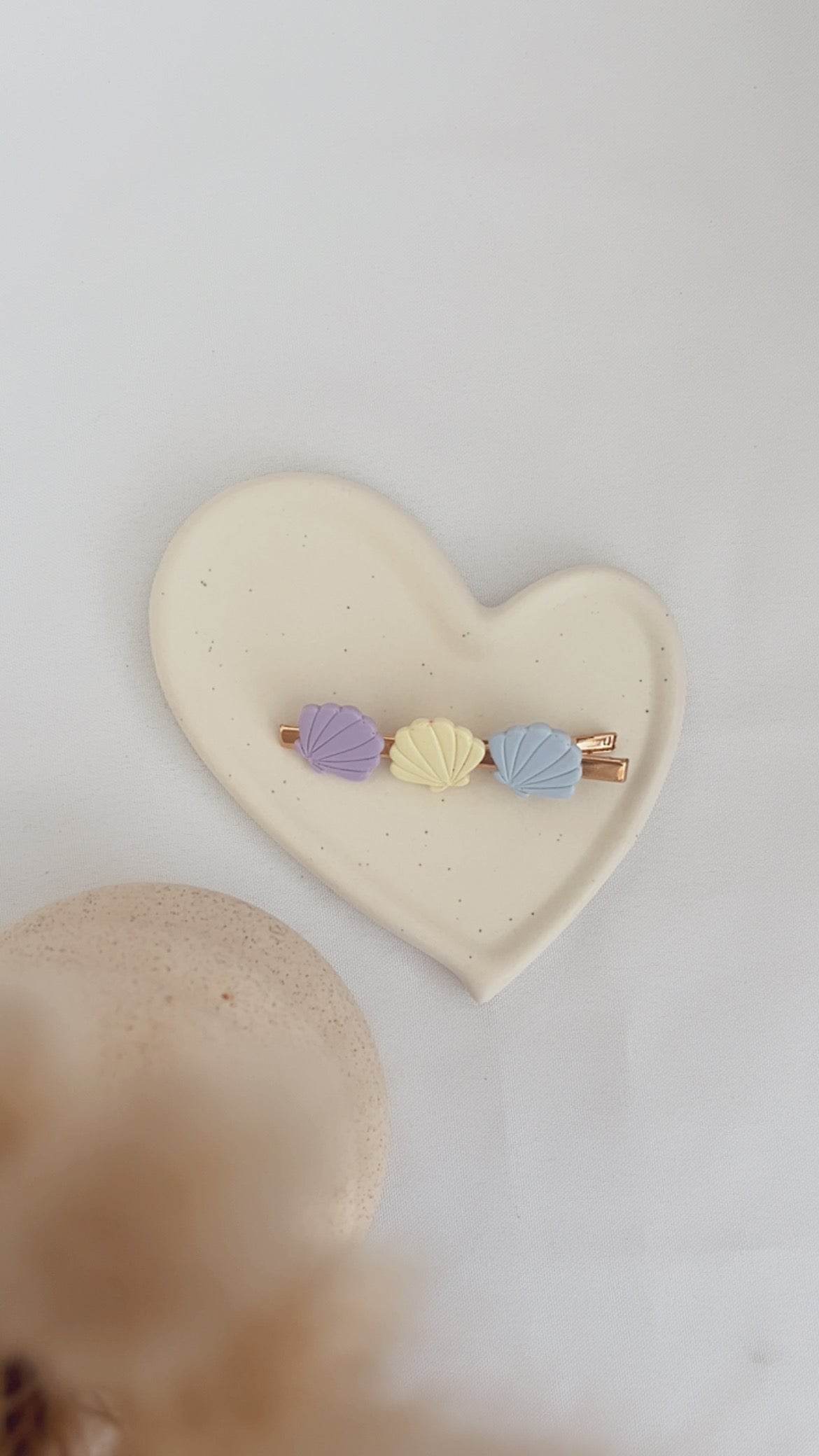 Barrette Coquillage - Trio Lilas Jaune Bleu