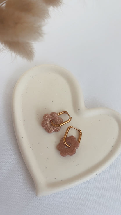 Boucles d'oreilles Tahaa - Fleur - Rose gold paillettes