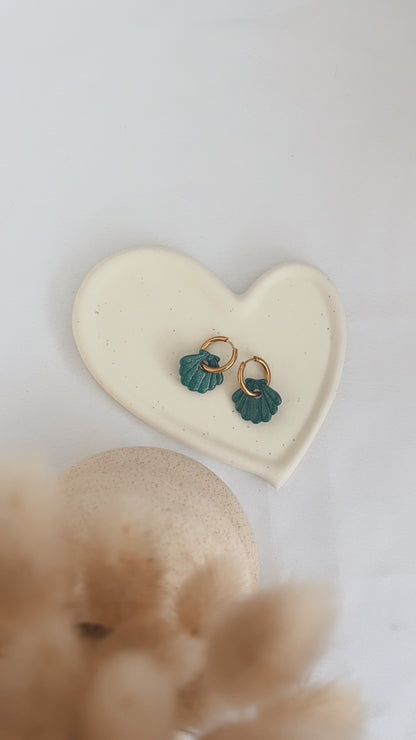 Boucles d'oreilles Raiatea - Coquillage - Bleu canard paillettes