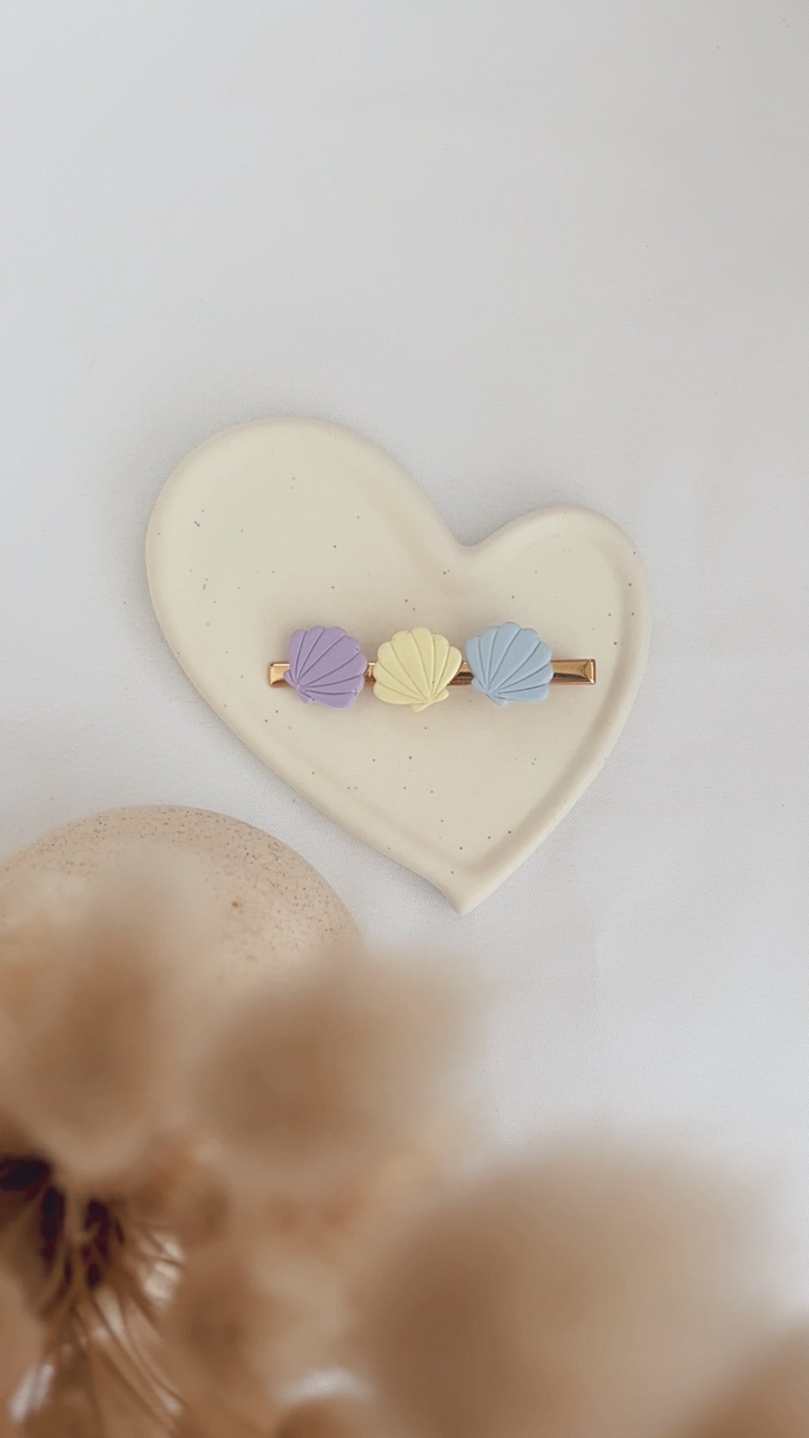 Barrette Coquillage - Trio Lilas Jaune Bleu