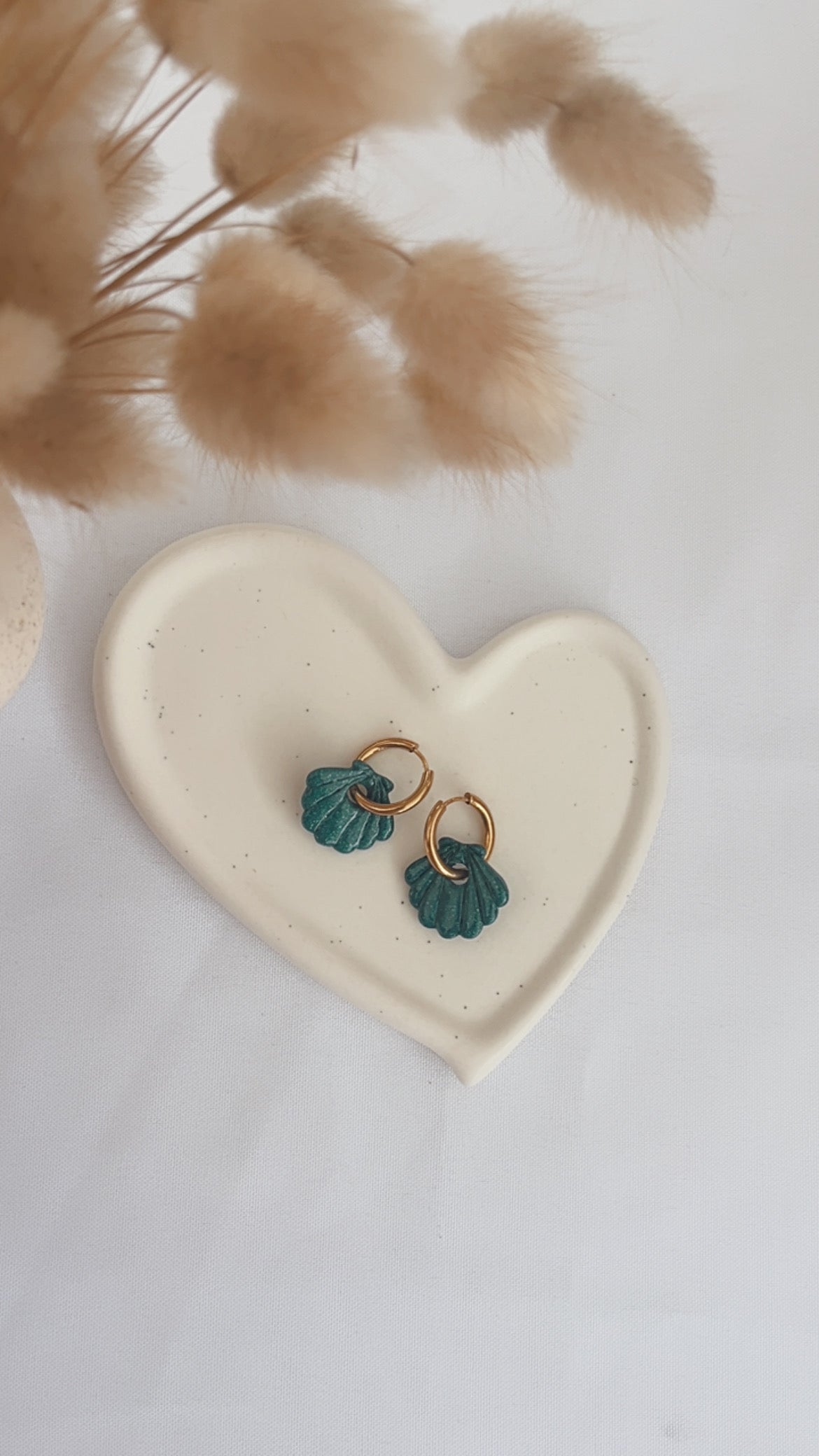 Boucles d'oreilles Raiatea - Coquillage - Bleu canard paillettes