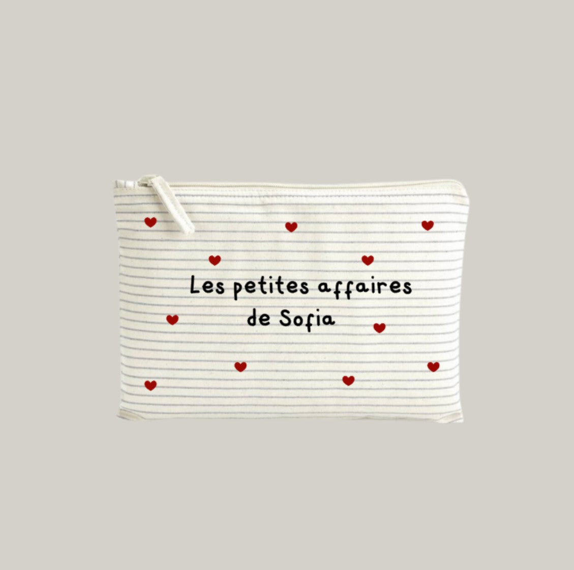 Trousse de toilette coeurs rayée