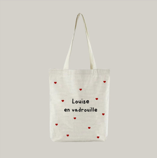 Tote-bag coton Bio - Rayé coeurs