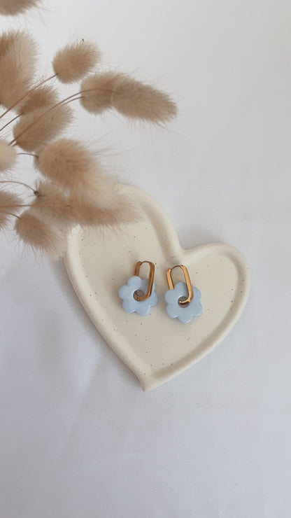 Boucles d'oreilles Tahaa - Fleur - Bleu ciel