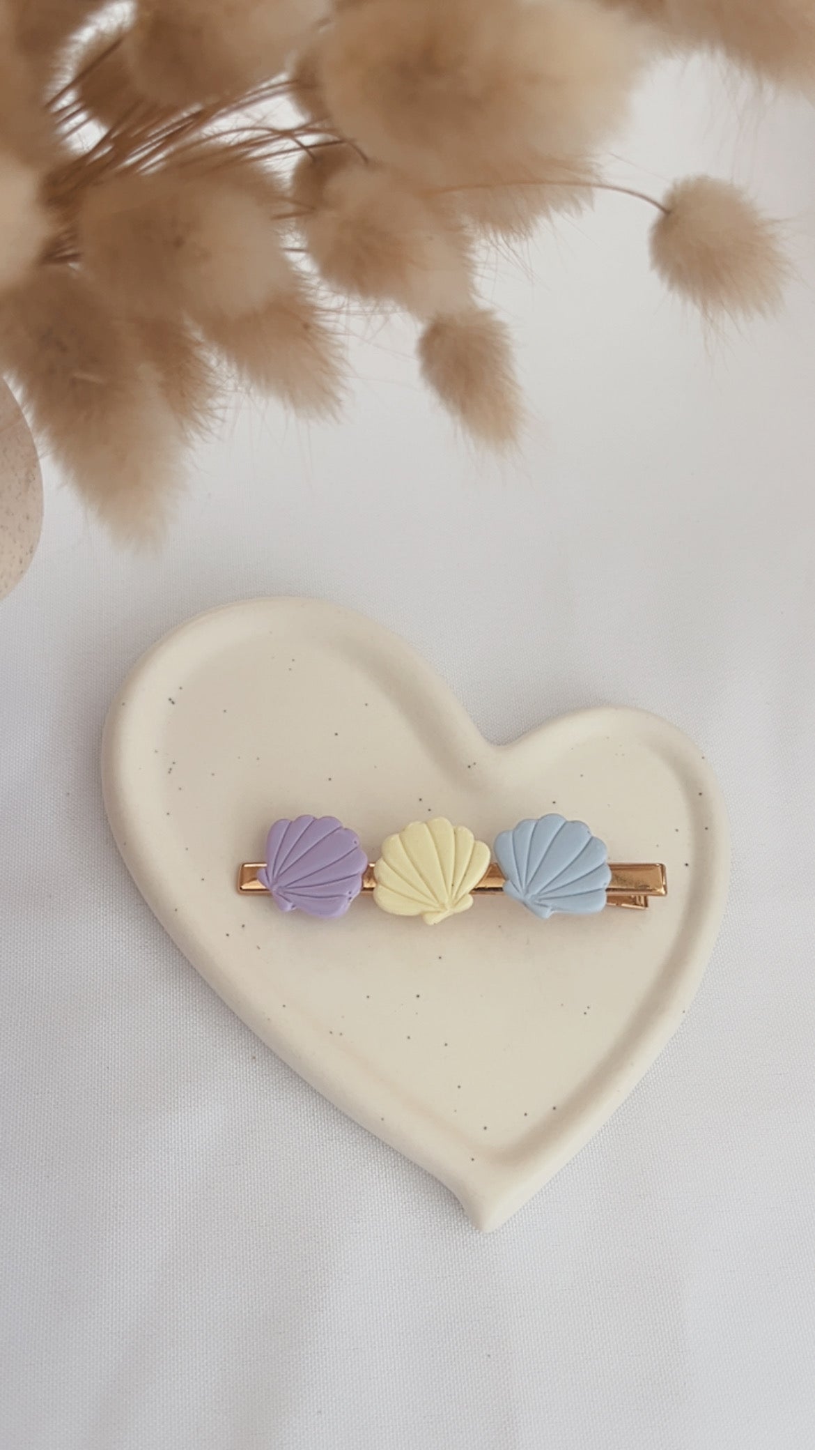 Barrette Coquillage - Trio Lilas Jaune Bleu