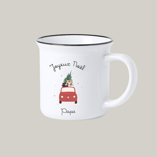 Mug vintage en céramique - Voiture de Noël