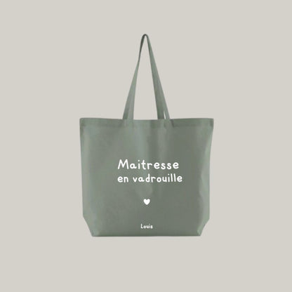 Tote-bag coton Bio - Vert sauge